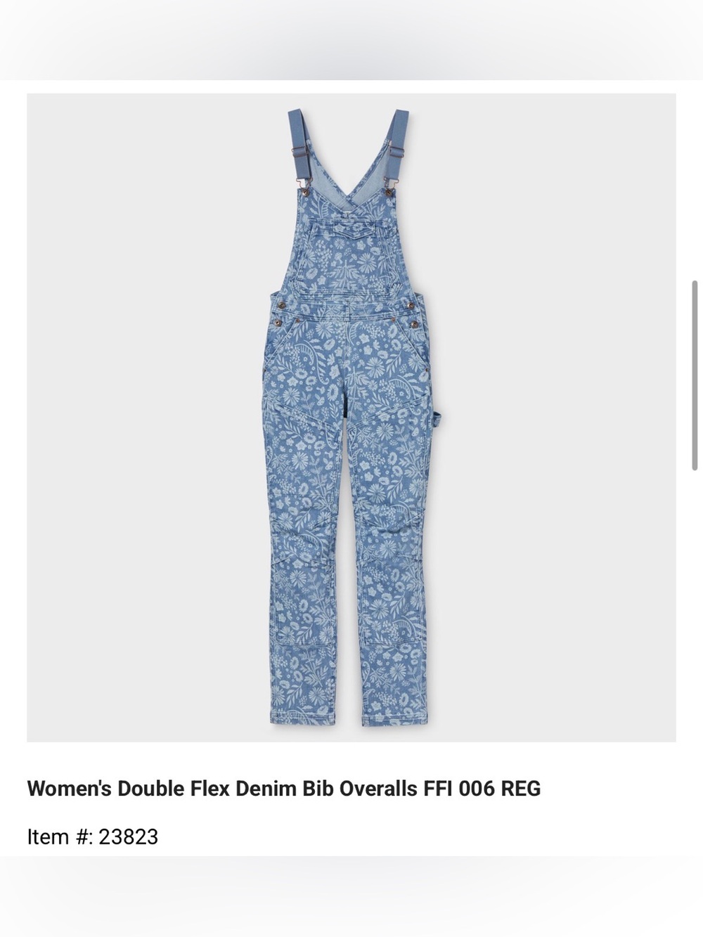 Duluth Trading Co Blue Floral Denim Bib Overalls for Women
